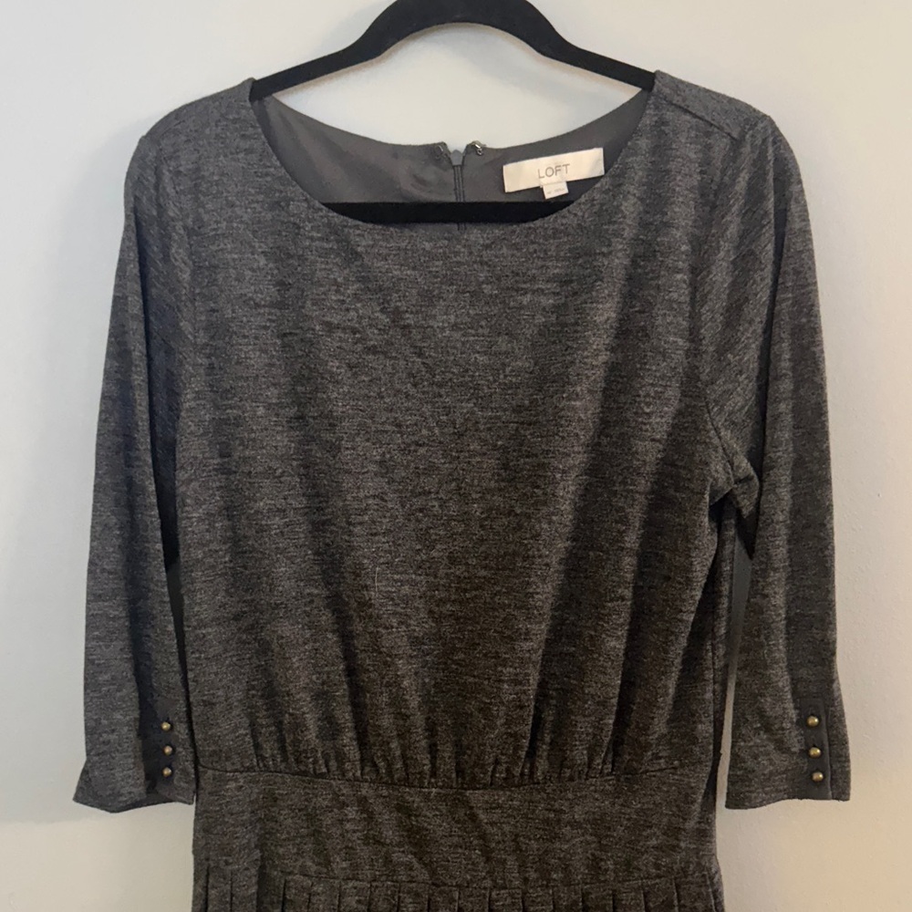 LOFT Charcoal 3/4 Quarter Sleeve Dress - Picture 2 of 8